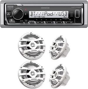 Kenwood KMR-M332BT Marine Digital Media Receiver & (2) KFC-1653MRW 6.5" Speakers