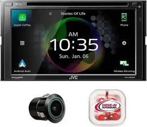 JVC KW-V960BW 6.8" DVD Receiver & Apple CarPlay/Android Auto w/ Bullet Camera