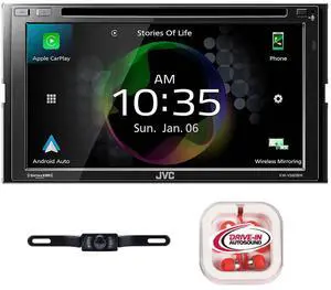 JVC KW-V960BW 6.8" DVD Receiver and Apple CarPlay with License Plate Camera