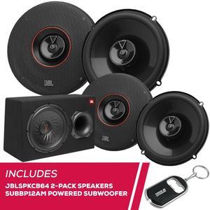 JBL 2-Pack JBLSPKCB64 6.5" 2-Way Car Speakers & SUBBP12AM Powered Subwoofer