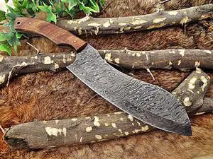 Damascus steel full tang blade Chopper, 13 Inches long custom made chef Knife 7.5" long cutting edge Rose Wood scale