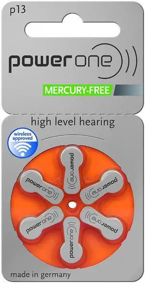 PowerOne Mercury Free Size 13 Hearing Aid Batteries (60 Batteries)