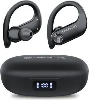 TREBLAB X3 Pro - Workout True Wireless Earbuds, Comfortable Earhooks, Bluetooth 5.3, Punchy Bass, Noise Isolation, 145H Playtime, IPX5 Waterproof, Sweatproof, 2 Mics for Calls, Sport Bluetooth Earbuds