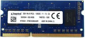 KTX3GV-ETB Kingston 2GB 1RX16 DDR3 Sodimm PC3-12800 1600MHZ Laptop Memory 9995594-009.A00G Laptop Memory