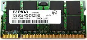 LOT OF 10 Elpida 1GB DDR2 Sodimm 667MHZ PC2-5300 Memory Module EBE11UD8AESA-6E-E Memory Lots