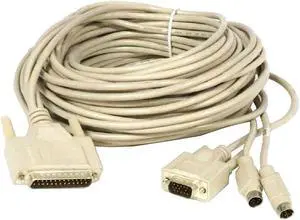 Rose Electronics DB-25 TO VGA AND 2X PS/2 Connector 20FT KVM Cable CAB-VX0606C20 Interface Pod KVM Cables