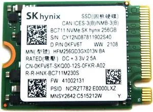 KFV6T_UA SK Hynix BC711 HFM256GD3GX013N 256GB M.2 2230 Nvme Pcie GEN3 X4 SSD KFV6T 0KFV6T M.2 SSD / Solid State Drive - OEM KFV6T_UA SK Hynix BC711 HFM256GD3GX013N 256GB M.2 2230 Nvme Pcie GEN3 X4 SSD KFV6T 0KFV6T M.2 SSD / Solid State Drive - OEM