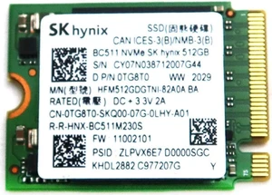 HFM512GDGTNI-82A0A BA Hynix 512GB M.2 2230 Nvme Pcie GEN3 X4 SSD TG8T0 0TG8T0 M.2 SSD / Solid State Drive HFM512GDGTNI-82A0A BA Hynix 512GB M.2 2230 Nvme Pcie GEN3 X4 SSD TG8T0 0TG8T0 M.2 SSD / Solid State Drive