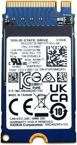 KBG40ZNT512G Kioxia BG4 512GB M.2 2242 Nvme PCI Express GEN3 X4 SSD SSS0T35788 M.2 SSD / Solid State Drive