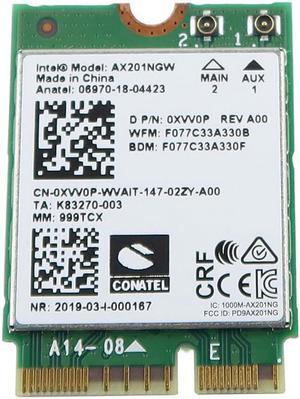 AX201NGW Intel WI-FI 6 AX201 M.2 2230 CNVIO2 802.11AX Wlan Bluetooth 5.2 Wifi Card XVV0P Laptop Wireless Cards - Wifi - OEM