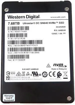 0TS1930_NEW Western Digital WUS4BB076D7P3E3 7.68TB 2.5" U.2 Nvme Pcie 3.1 X4 TLC SSD 0TS1930 SSD - Solid State Drives - OEM