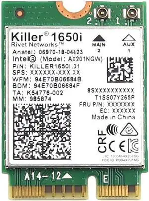 AX201NGW Intel M.2 2230 Ngff Wifi 6 802.11AX Bluetooth 5.2 Card KILLER1650I.01 Laptop Wireless Cards - Wifi