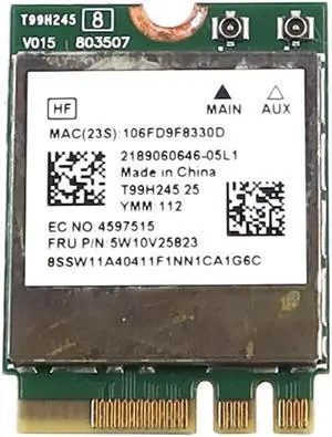 5W10V25823_UC Mediatek MT7921 M.2 Pcie Bluetooth 5.2 Wifi 6 802.11AX Wireless Card 5W10V25823 Laptop Wireless Cards - Wifi