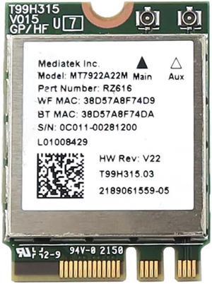 MT7922A22M Mediatek M.2 2230 Wifi 6E Bluetooth 5.2 Card RZ616 0C011-00281200 Laptop Wireless Cards - Wifi