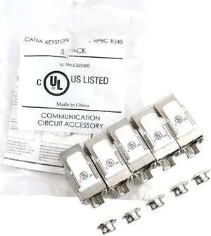 Vcelink TOOL-LESS CAT6A TO 8P8C RJ45 Keystone Jacks 5 Pieces Package E363400 Wireless Cards, Adapters & Clients