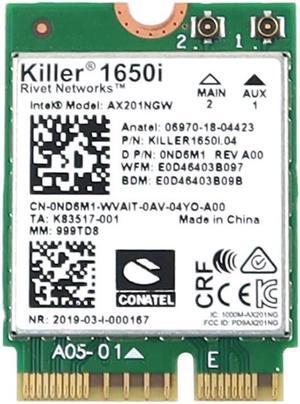AX201NGW Intel Wifi 6 M.2 2230 802.11AX Bluetooth 5.2 Card KILLER1650I.04 Laptop Wireless Cards - Wifi