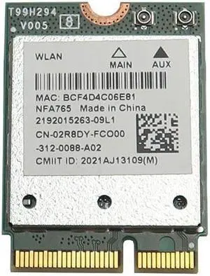 QCNFA765 Qualcomm M.2 2230 Pcie Wifi 802.11AX Bluetooth 5.2 Wireless Card 2R8DY Laptop Wireless Cards - Wifi