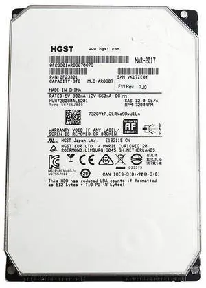 HUH728080AL5201 Hitachi 8TB 3.5" 7200RPM 128MB Cache SAS 12.0GB/S HDD 0F23301 Hard Drives - SAS