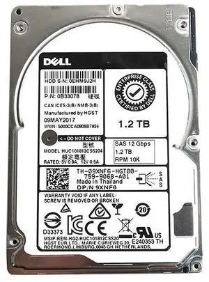 HUC101812CSS204 Hitachi 1.2TB 2.5" SAS 12.0GB/S 128MB Cache HDD 9XNF6 0B33078 Hard Drives - SAS