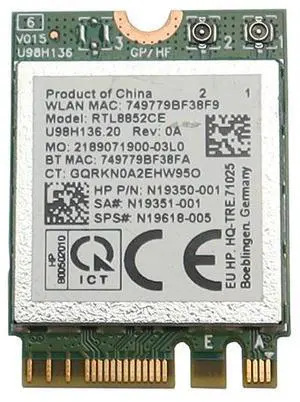 N19350-001_UA Realtek RTL8852CE Wifi 802.11AX M.2 2230 Bluetooth 5.3 Wireless Card N19350-001 Laptop Wireless Cards - Wifi