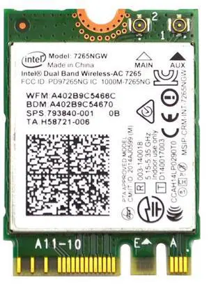 793840-001_UA Intel 7265NGW Dual Band WIRELESS-AC 7265 Wlan Bluetooth 4.0 Wifi Card 793840-001 Laptop Wireless Cards - Wifi