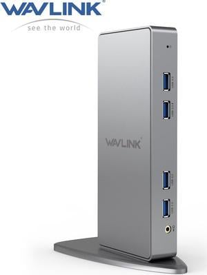 Wavlink USB 30 Universal Docking Station Vertical Aluminum Laptop Docking Station Dual Monitor Display USB30 Dock For HDMIDVIVGA Gigabit Ethernet 6 USB 30 Ports Audio For Windows  Mac
