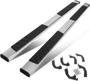 For 2005 to 2021 Toyota Tacoma Crew Cab 5" Stainless Flat Side Step Nerf Bar Running Boards 06 07 08 09 10 11 12 13 14 15 16 17