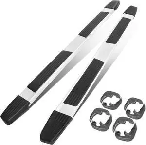 DNA Motoring STEPB-ZTL-8109-AL For 19-21 Chevy Silverado GMC Sierra Crew Cab Pair 6"Aluminum Nerf Step Bar Running Boards 19 Silver