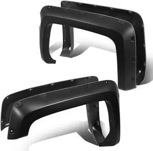 DNA Motoring ZTL-Y-0131 For 2014 to 2019 Chevy Silverado 1500 5.8' Bed Fleetside Pocket Riveted Style Wheel Protector Fender Flares Set 4Pcs 15 16 17 18