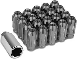 DNA Motoring LN-ZTL-9025-15-GM Open End Design 20-Piece M12 x 1.5 Aluminum Alloy Wheel Lug Nuts + Deep Drive Extension (Gun Metal)