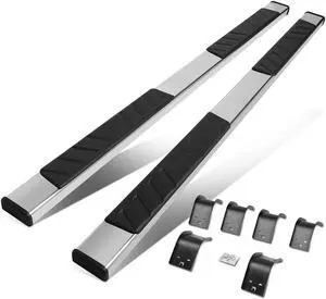 For 2009 to 2021 Dodge Ram 1500 2500 3500 Crew Cab Pair 5" Stainless Steel Flat Running Board Side Step Nerf Bar 10 11 12 13 14