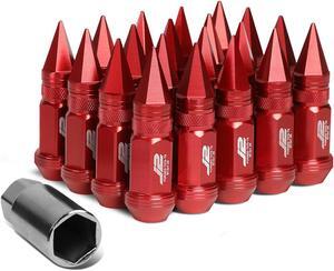 J2 Engineering LN-T7-022-125-RD J2 Engineering 7075 -T6 Forged Aluminum M12 x 1.25 20Pcs 80mm Spiked Cap Lug Nut w/ Socket Adapter ( Red )