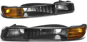 DNA Motoring BL-SIE99-BK-AM-SG BLACK HOUSING CLEAR LENS AMBER CORNER BUMPER LIGHT FOR 99-06 GMC SIERRA/YUKON