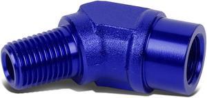 DNA Motoring FT-1-9017-02-BL 1/8" NPT Male 45 Degree to 1/8" Female Hose Port Aluminum Finish Adapter (Blue)