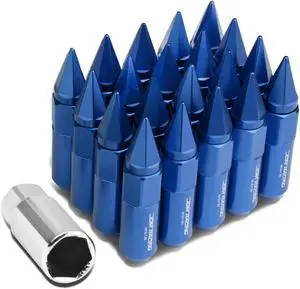 DNA Motoring LN-ZTL-9031-15-BL 20-Piece M12 x 1.5 Open/Closed End Aluminum Alloy Wheel Lug Nuts +1 X Deep Drive Extension (Blue)