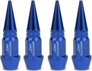 DNA Motoring VCAP-ZTL-9007-BL 45mm Anodized Aluminum Spike Style Blue Tire Valve Stem Caps (Pack of 4)