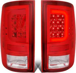 DNA Motoring TL-DRAM09-LED-3D-RD-G2 For 2009 to 2017 Dodge Ram 1500 / 2500 / 3500 Chrome Housing Red Lens 3D LED Tail Lights
