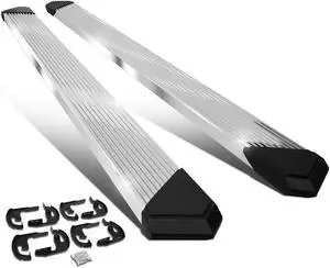 DNA Motoring STEPB-ZTL-8205-SSBK For 2004 to 2014 Ford F-150 Super Crew Cab Pair 6.25" Stainless Pleated Step Nerf Bar Running Boards 05 06 07 08 09 10 11 12 13