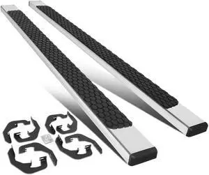 DNA Motoring STEPB-ZTL-8230-SS For 2007 to 2019 Chevy Silverado GMC Sierra Crew Cab 5" SS Flat Side Step Nerf Bar Running Boards 08 09 10 11 12 13 14 15 16 17
