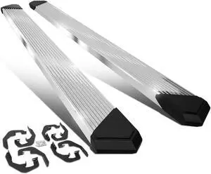DNA Motoring STEPB-ZTL-8203-SSBK For 2007 to 2019 Silverado Sierra Extended Cab Pair 6.25" Pleated Step Nerf Bar Running Boards 08 09 10 11 12 13 14 15 16 17 18