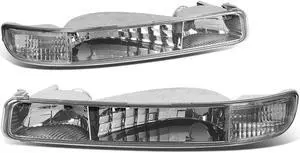 DNA Motoring BL-SIE99-CH-CL1-SG For 99-07 GMC Sierra/Yukon GMT800 OE Replacement Bumper Light Assembly Kit (Chrome Housing) 00 01 02 03 04 05 06