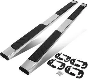 DNA Motoring STEPB-ZTL-8168-SS For 2004 to 2014 Ford F-150 Crew Cab 5" Polished Flat Running Board Side Step Bars 04 05 06 07 08 09 10 11 12 13 14