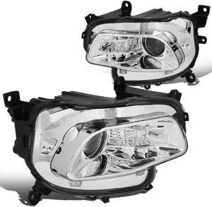 DNA Motoring HL-OH-JCHERO14-CH-CL1 For 2014 to 2018 Jeep Cherokee Factory Style Chrome Housing Clear Corner Projector Headlight Head Lamps 15 16 17