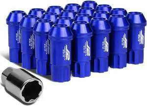 J2 Engineering LN-T7-011-125-BL J2 Engineering 7075 -T6 Forged Aluminum M12 x 1.25 20Pcs 50mm Open -End Lug Nut w/ Socket Adapter Key Blue
