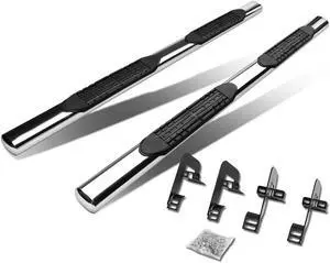 DNA Motoring STEPB-4-885-SS For 2004 to 2014 Ford F150 Super Cab Stainless Steel 4" Oval Side Step Nerf Bar Running Board Left + Right 05 06 07 08 09 10 11