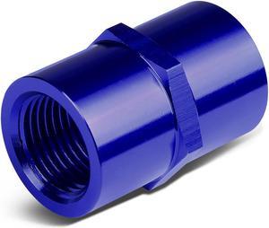 DNA Motoring FT-1-9016-02-BL Female 1/8" NPT Pipe Piping Coupler Joiner Anodized Aluminum Fitting Adapter (Blue)
