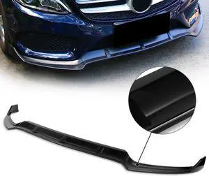 DNA Motoring 2-PU-689 For 2015 to 2018 Mercedes-Benz W205 Sport C-Class Matte Black 3Pcs Front Bumper Lips Guard w/Vertical Stabilizers 16 17