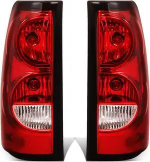 DNA Motoring TL-ZTL-003-RD For 2003 to 2007 Chevy Siverado 1500 HD 2500 HD 3500 Pair OE Style Tail Lights Rear Brake Lamps with Wiring Harness Red Lens