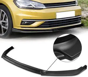 DNA Motoring 2-PU-518 For 2018-2021 Golf Matte Black Finish 3Pcs Front Bumper Lips Guard Body Kit w/ Vertical Stabilizers 19 20