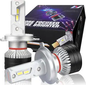 NUVISION LIGHTING NVL-FOC-H4 NUVISION LIGHTING Pair H3 LED Headlight Bulbs 12000LM 70W Bright LED High/Low Beam Conversion Kit w/ Cooling Fan